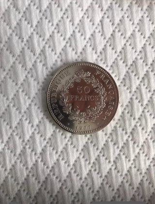 Moneda 50 Francos Franceses Plata 1977