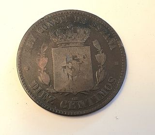 Moneda 10 céntimos Alfonso XII 1879 Cobre