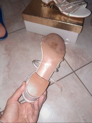 Sandali Tulipano tacco largo con brillantini