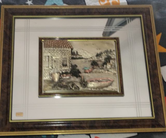 Cuadro Antiguo Metal y Madera