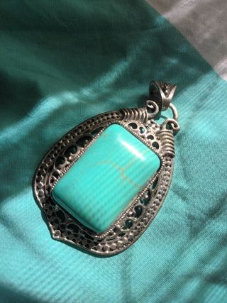 Conjunto Vintage Colgante y Pulsera Turquesa