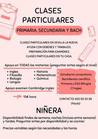Profesora particular y niñera