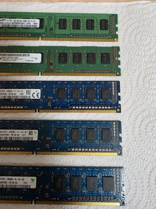 LOTE 5 MEMORIAS RAM - PC3 - TOTAL 9 GB