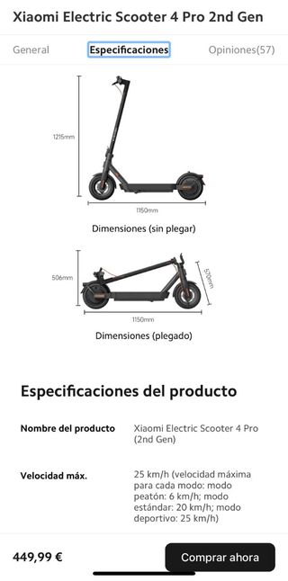 Patinete Eléctrico Xiaomi 4 Pro 2ª Gen