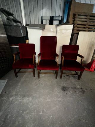 Sillones Vintage Terciopelo Rojo