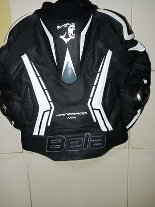 Chaqueta de piel moto t/40 Mix Canguro negra 
