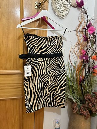 Vestido estampado cebra XS, azul m 