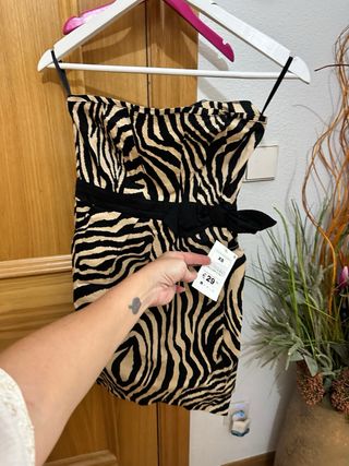 Vestido estampado cebra XS, azul m 