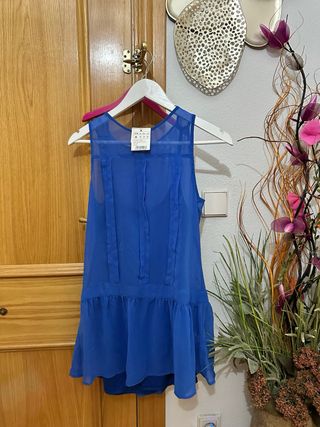 Vestido estampado cebra XS, azul m 