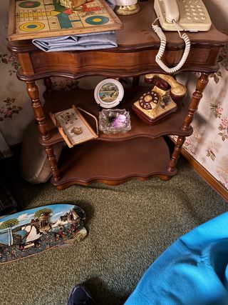 Mesilla vintage madera y cristal