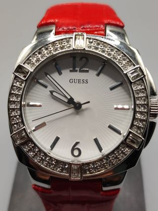 Reloj Guess Mujer Correa Roja y Bisel Brillante