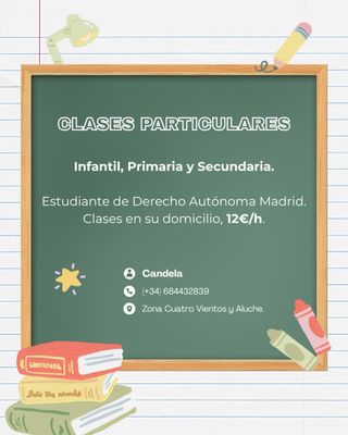CLASES PARTICULARES INFANTIL, PRIMARIA E INSTITUTO