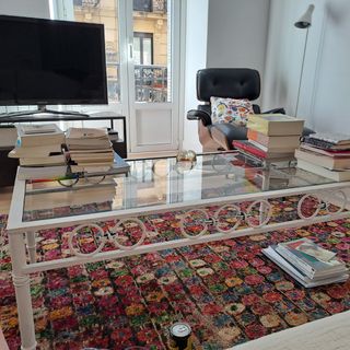 Mesa de centro cristal y metal