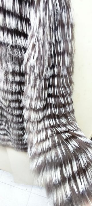 Abrigo zorro plateado auténtico Talla Única
