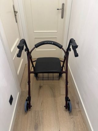 Andador con asiento y cesta