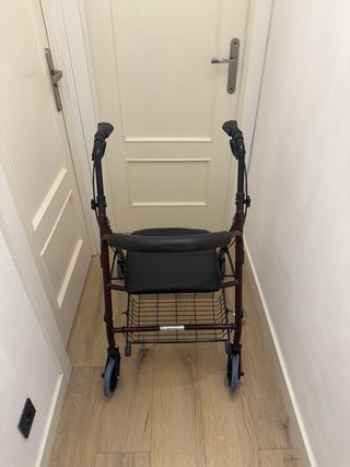 Andador con asiento y cesta
