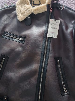 Chaqueta de cuero marrón talla M