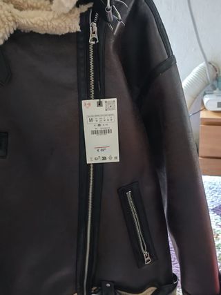 Chaqueta de cuero marrón talla M