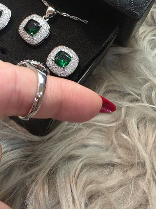 Conjunto Joyería Esmeralda Plata