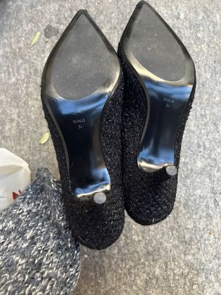Scarpe tacco Mango tweed nere