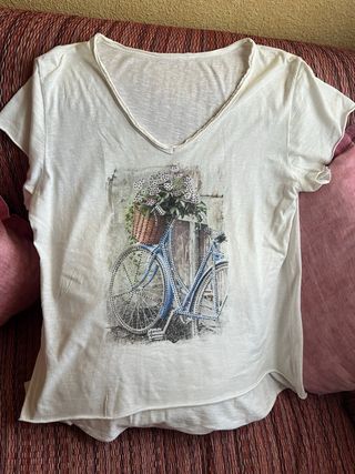 Camiseta mujer con estampado de bicicleta