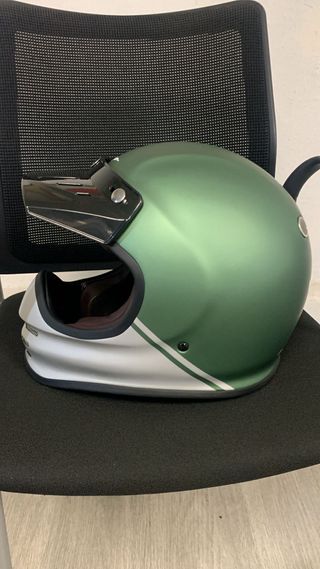 Casco Moto Guzzi Verde y Plata