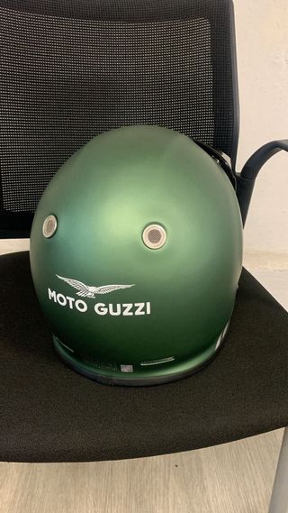 Casco Moto Guzzi Verde y Plata