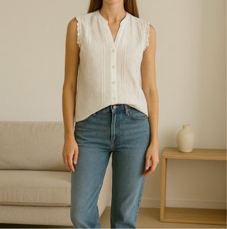 Blusa blanca sin mangas