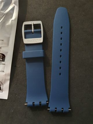Cinturino blu navy, nuovo, con fibbia Swatch, 19mm