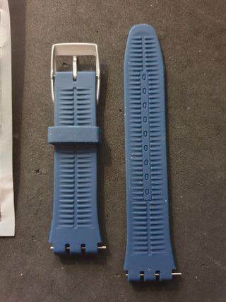 Cinturino blu navy, nuovo, con fibbia Swatch, 19mm