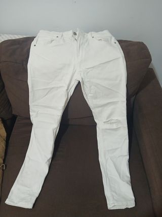 Pantalones Skinny Jeans Blancos Bershka