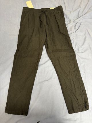 Pantalón lino Zara verde oliva