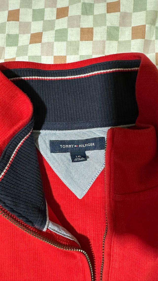 Jersey Tommy Hilfiger 1/4 Zip Rojo Talla L
