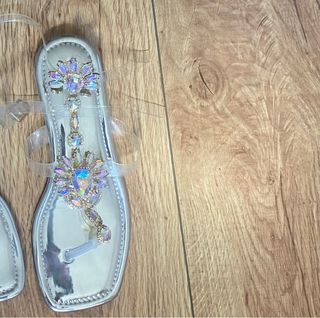 Sandalias joya plateadas y multicolor
