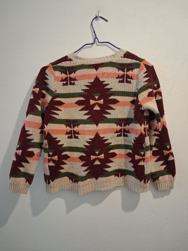 Jersey Mango Tejido Estampado Árboles