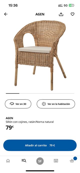 Sillón ratán AGEN con cojin