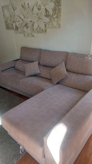 Divano chaise longue in tessuto a 4 posti