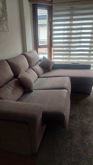 Divano chaise longue in tessuto a 4 posti