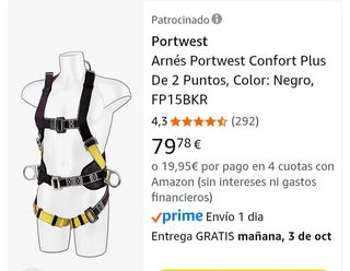 Arnés de seguridad amarillo, trabajo vertical.