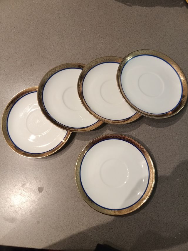 5 piattini porcellana Bavaria oro