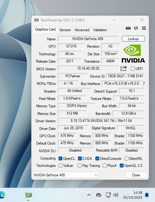 Scheda video NVIDIA Geforce 405
