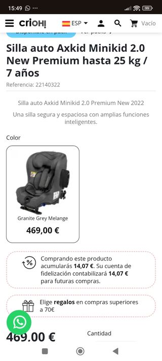 Silla coche Axkid Minikid 2.0 contramarcha