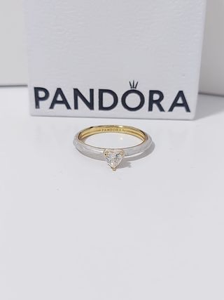 Anillo Pandora Corazón Oro y Plata
