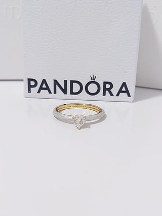 Anillo Pandora Corazón Oro y Plata