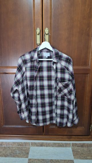 Blusa de cuadros multicolor, talla XS