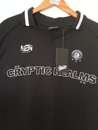 Pull&Bear Camiseta Negra Estilo Fútbol- Talla M