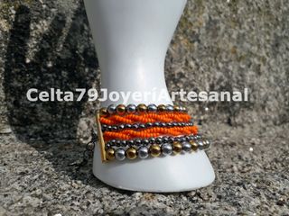 Pulsera Hematites Dorado y Plateado