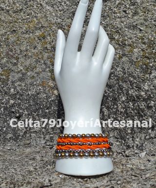 Pulsera Hematites Dorado y Plateado