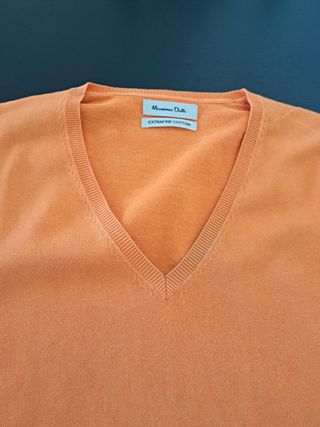 Jersey Massimo Dutti cuello pico naranja caballero