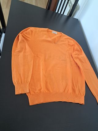 Jersey Massimo Dutti cuello pico naranja caballero